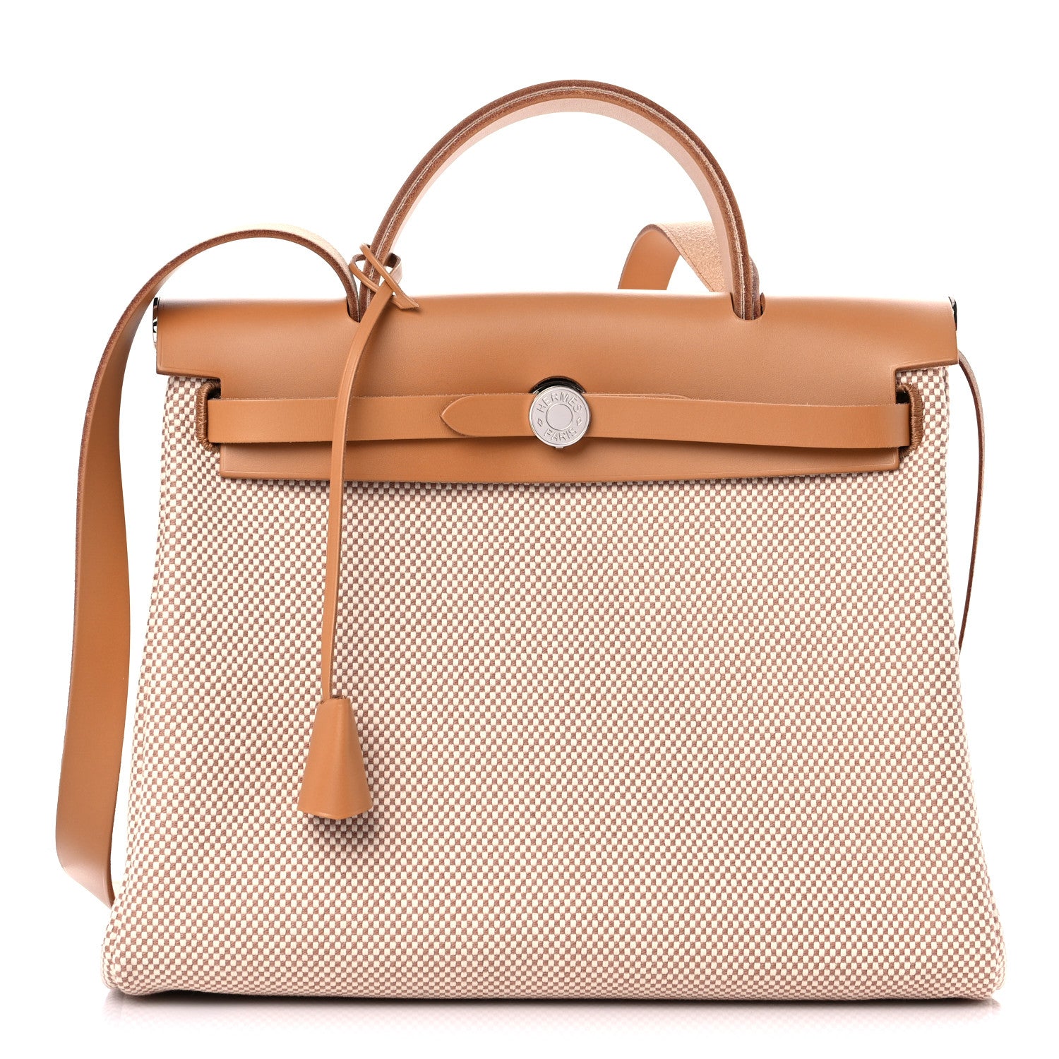 Hermes Vache Hunter Criss Viking Herbag Zip Retourne 31 PM Ecru Beige Naturel 3 of 11