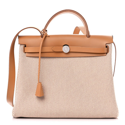 Hermes Vache Hunter Criss Viking Herbag Zip Retourne 31 PM Ecru Beige Naturel 3 of 11