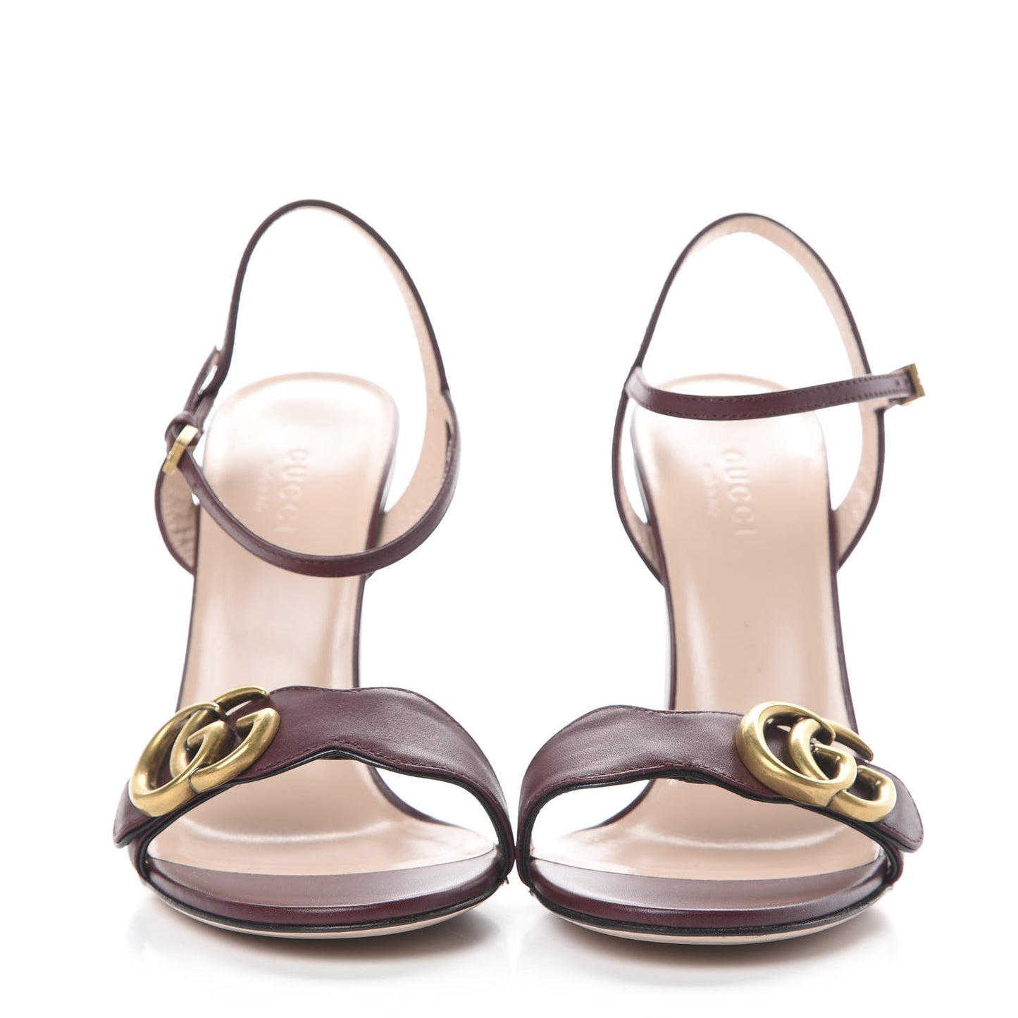 Lifford Calfskin GG Marmont Ankle Wrap 105mm Sandals 36.5 Vintage Bordeaux