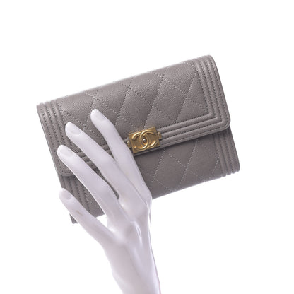 Chanel Caviar Quilted Medium Boy Flap Wallet Grey 2 of 8