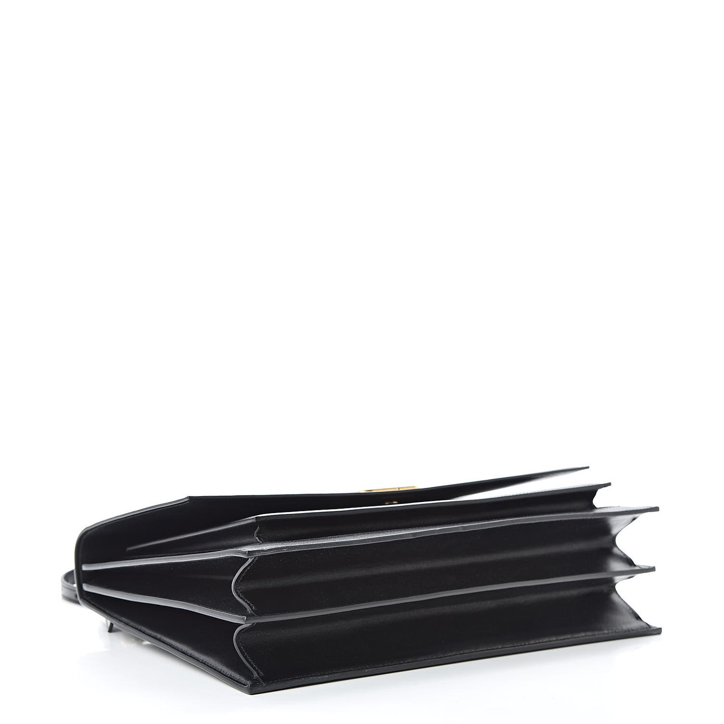 Box Calfskin Large Sharp Top Handle Bag Black
