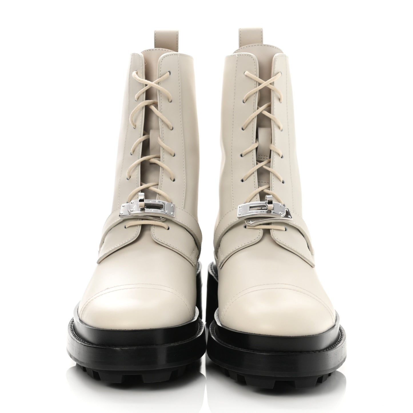 Glossed Calfskin Funk Ankle Boots 38.5 Beige Glaise