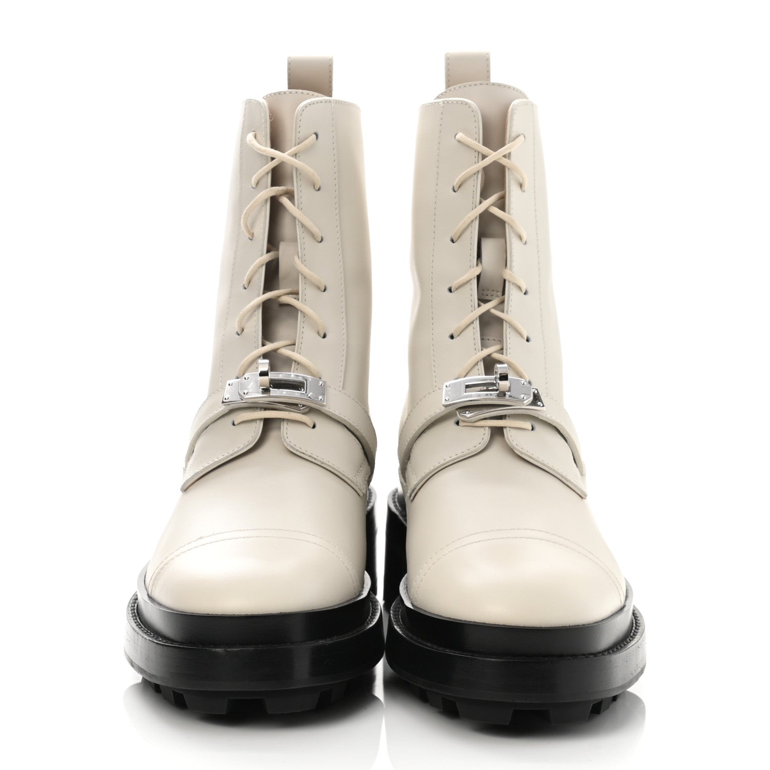 Hermes Glossed Calfskin Funk Ankle Boots 38.5 Beige Glaise 2 of 8