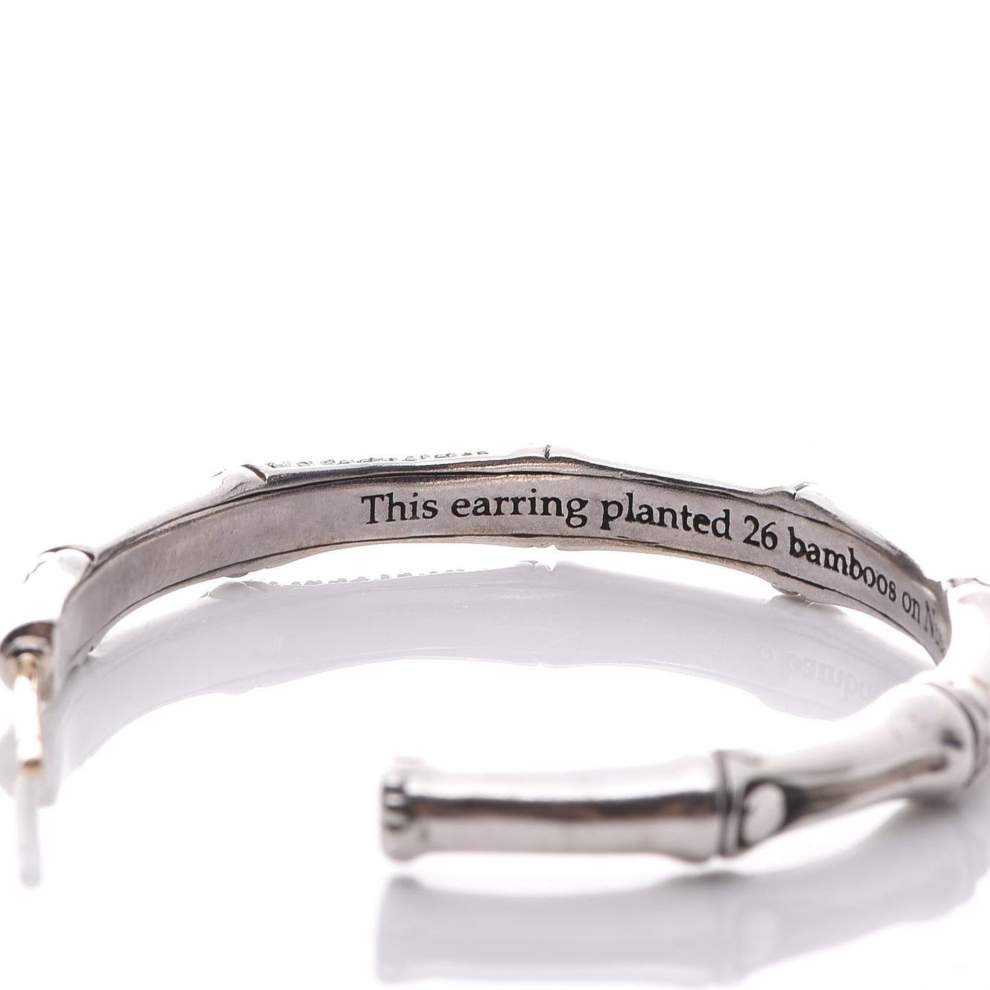 Sterling Silver Diamond 39mm Bamboo Hoop Earrings