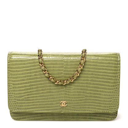 Chanel Shiny Lizard Wallet on Chain WOC Green 1 of 10