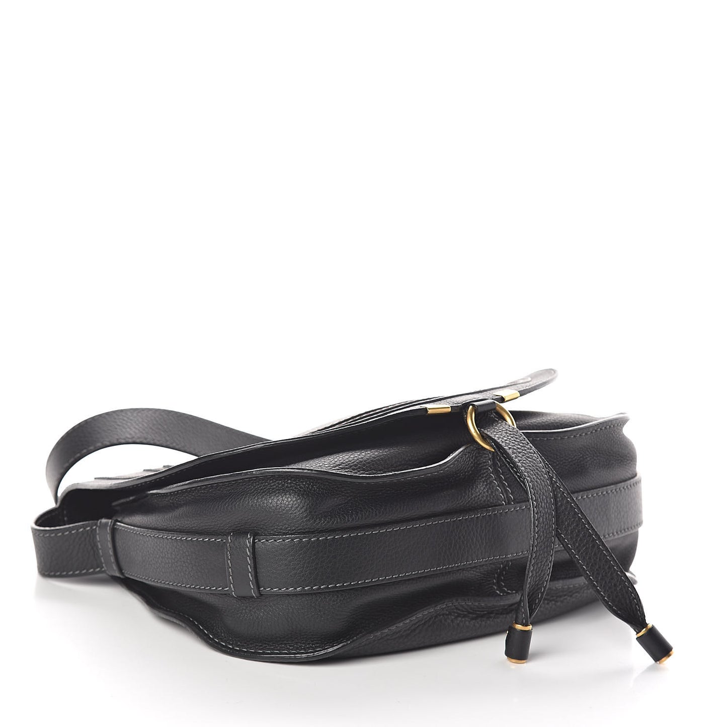 Calfskin Medium Marcie Round Crossbody Bag Black
