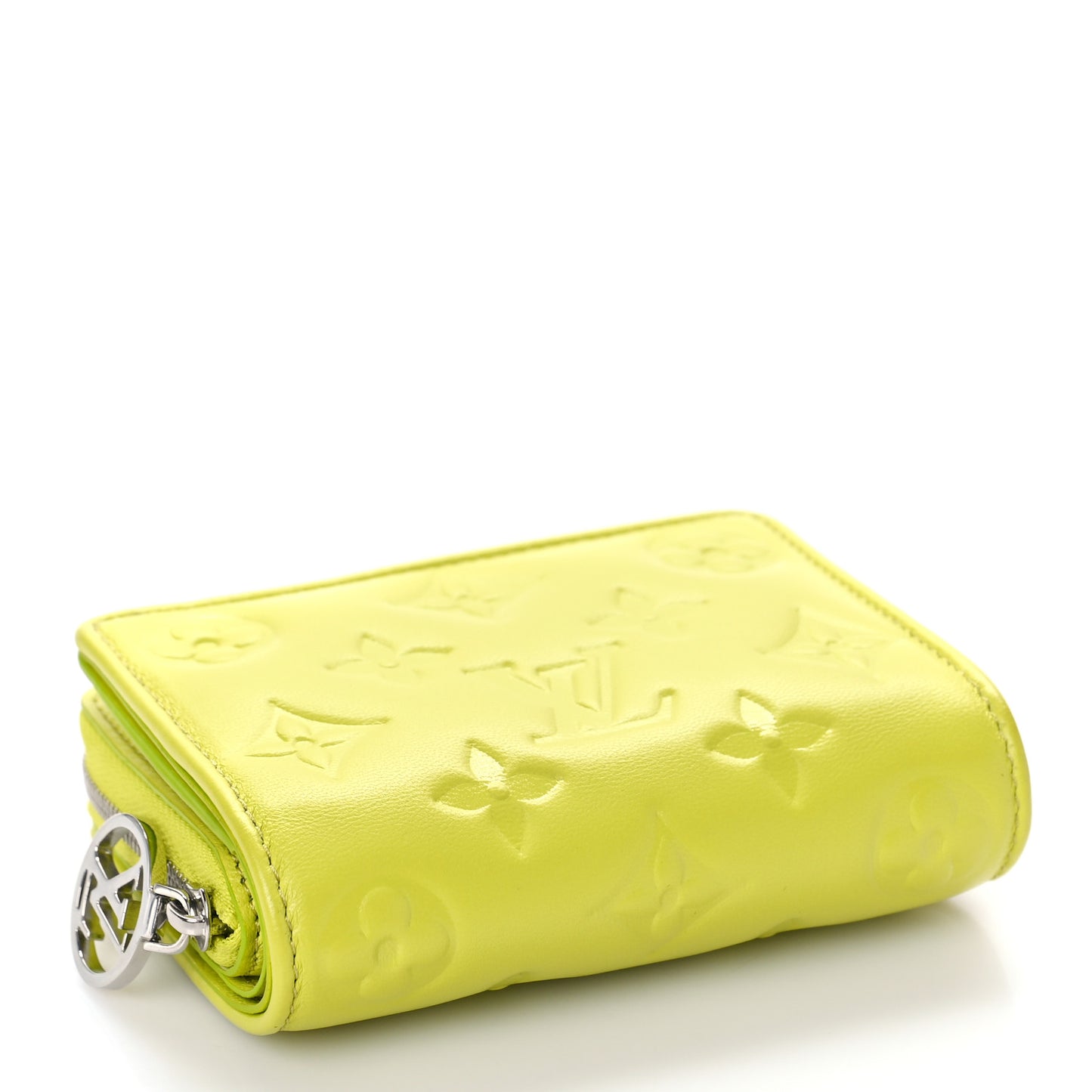 Lambskin Embossed Monogram Lou Coussin Wallet Acid Green