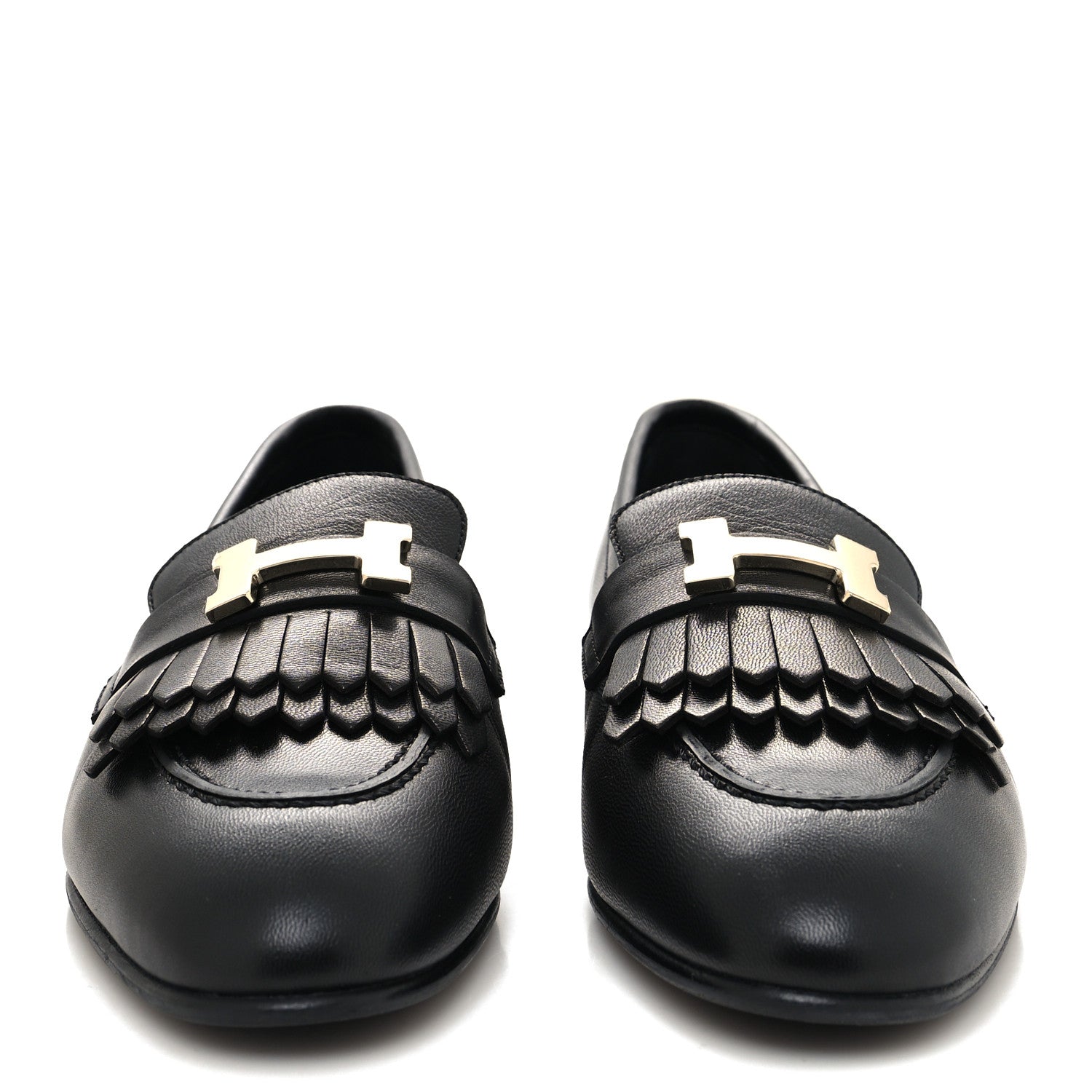 Hermes Goatskin Womens Royal Loafers 36 Black 2 of 8