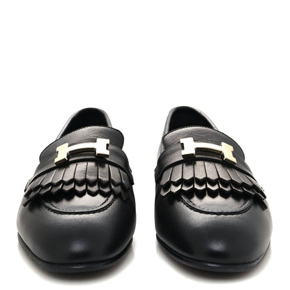 Hermes Goatskin Womens Royal Loafers 36 Black 2 of 8