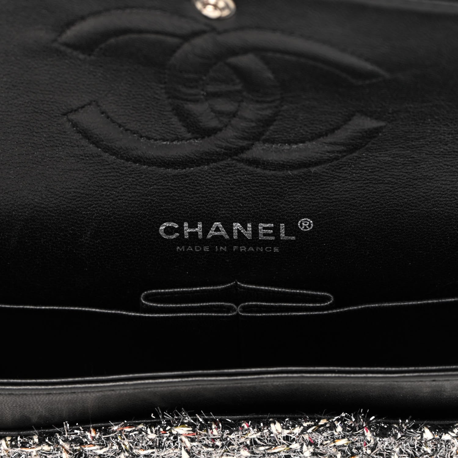 Chanel Metallic Tweed Medium Double Flap Black White 6 of 20