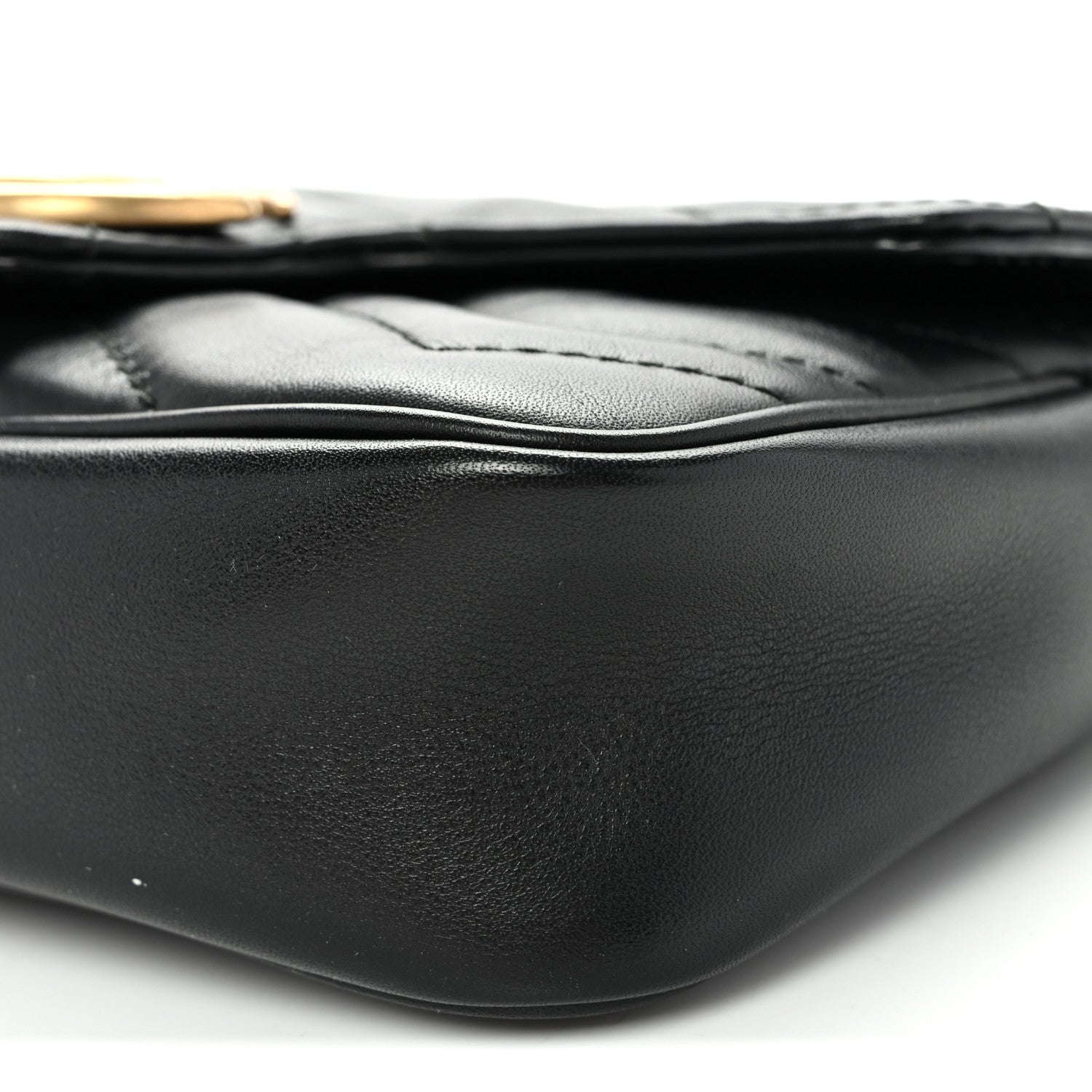 Gucci Calfskin Matelasse Super Mini GG Marmont Shoulder Bag Black 10 of 11