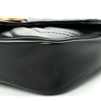 Gucci Calfskin Matelasse Super Mini GG Marmont Shoulder Bag Black 10 of 11