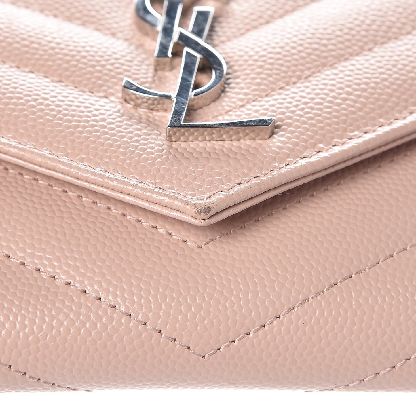 Grain De Poudre Matelasse Chevron Small Monogram Envelope Wallet Pale Blush