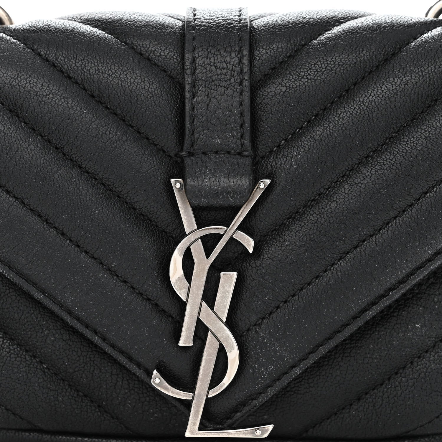 Saint Laurent Sheepskin Matelasse Chevron Monogram College Chain Wallet Black 8 of 10