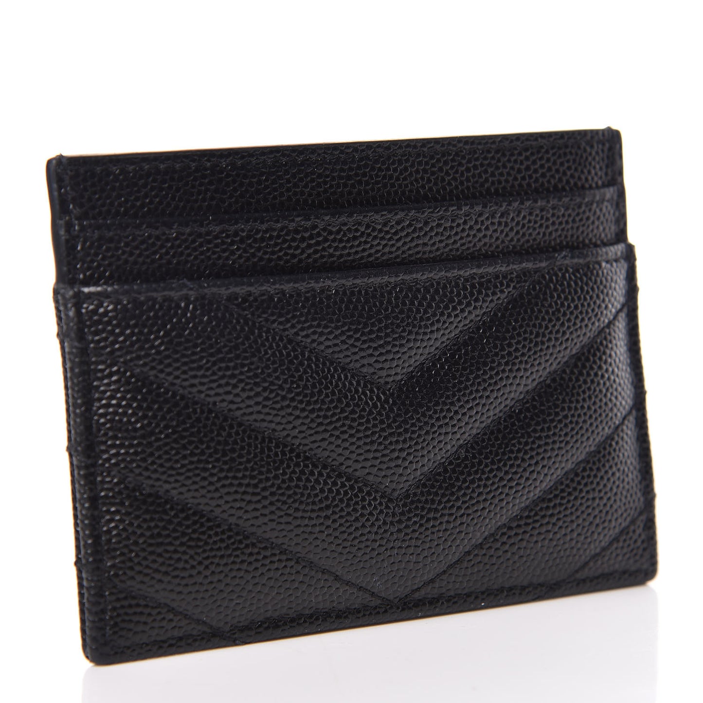 Grain De Poudre Matelasse Chevron Monogram Credit Card Case Black
