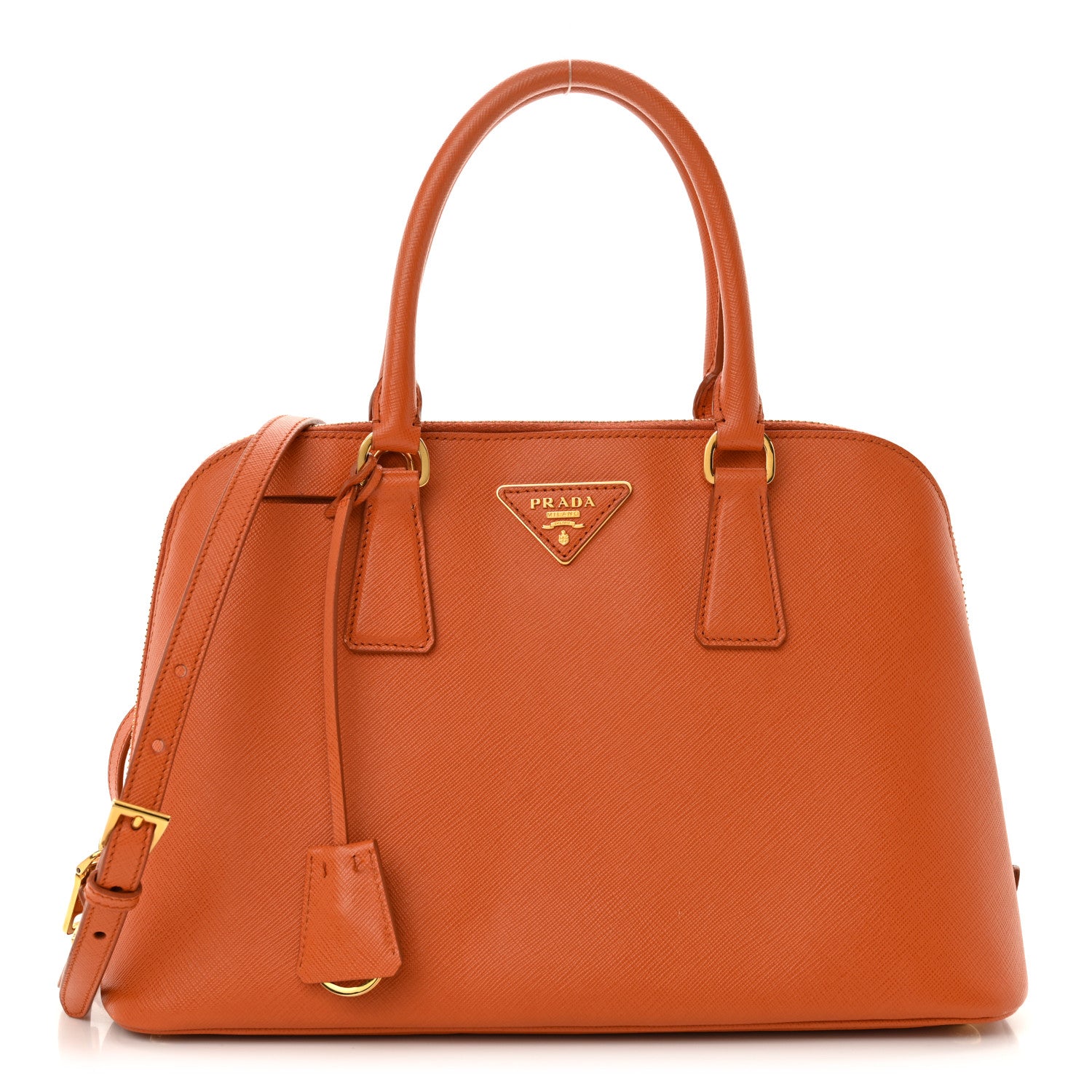 Prada Saffiano Lux Medium Promenade Tote Papaya 1 of 15