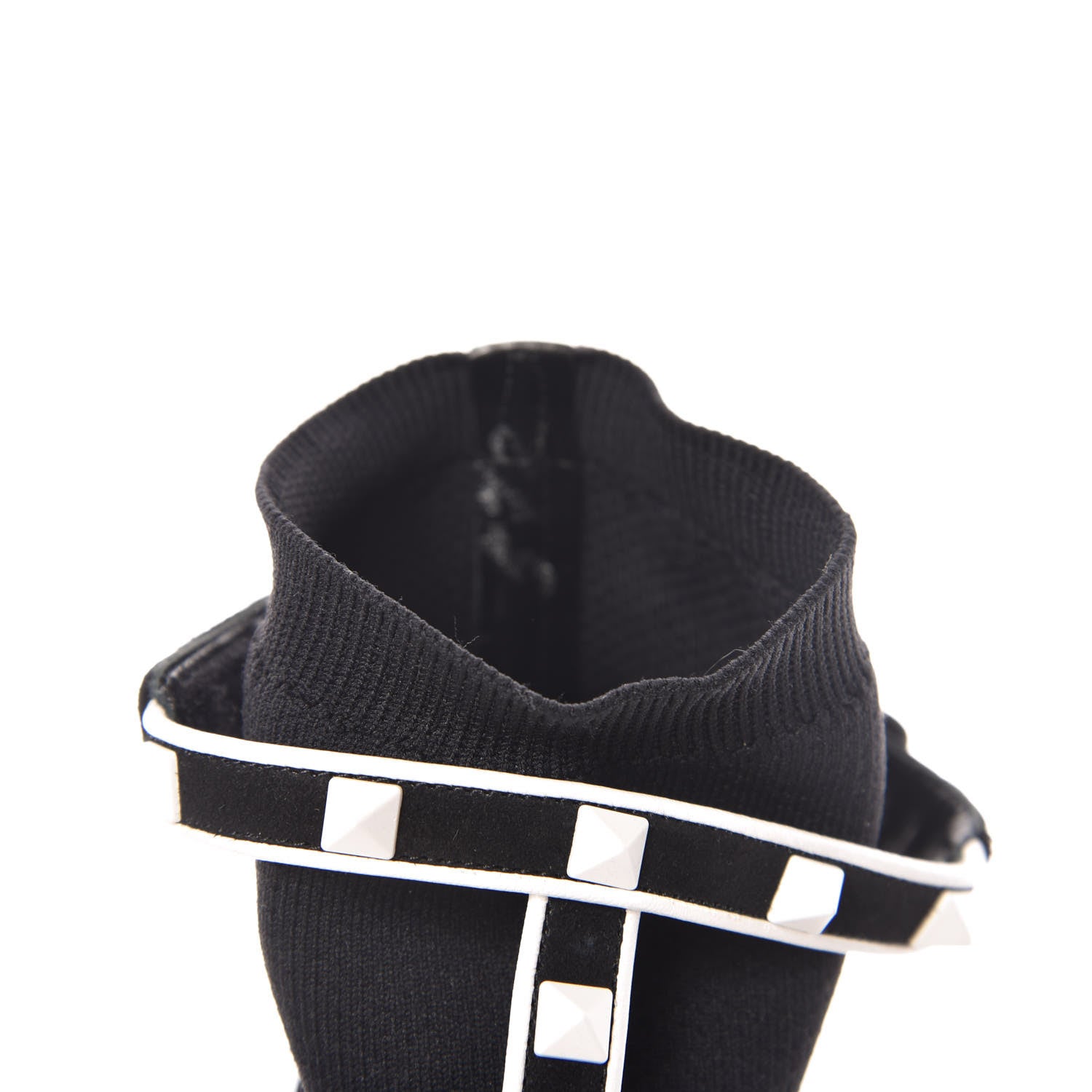 Valentino Garavani Knit Suede Free Rockstud Bodytech 105mm Ankle Boots 39.5 Black Optic White 12 of 15