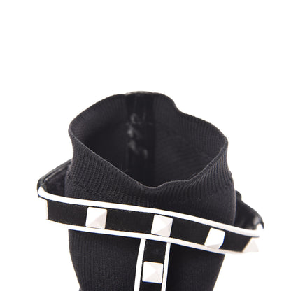 Valentino Garavani Knit Suede Free Rockstud Bodytech 105mm Ankle Boots 39.5 Black Optic White 12 of 15