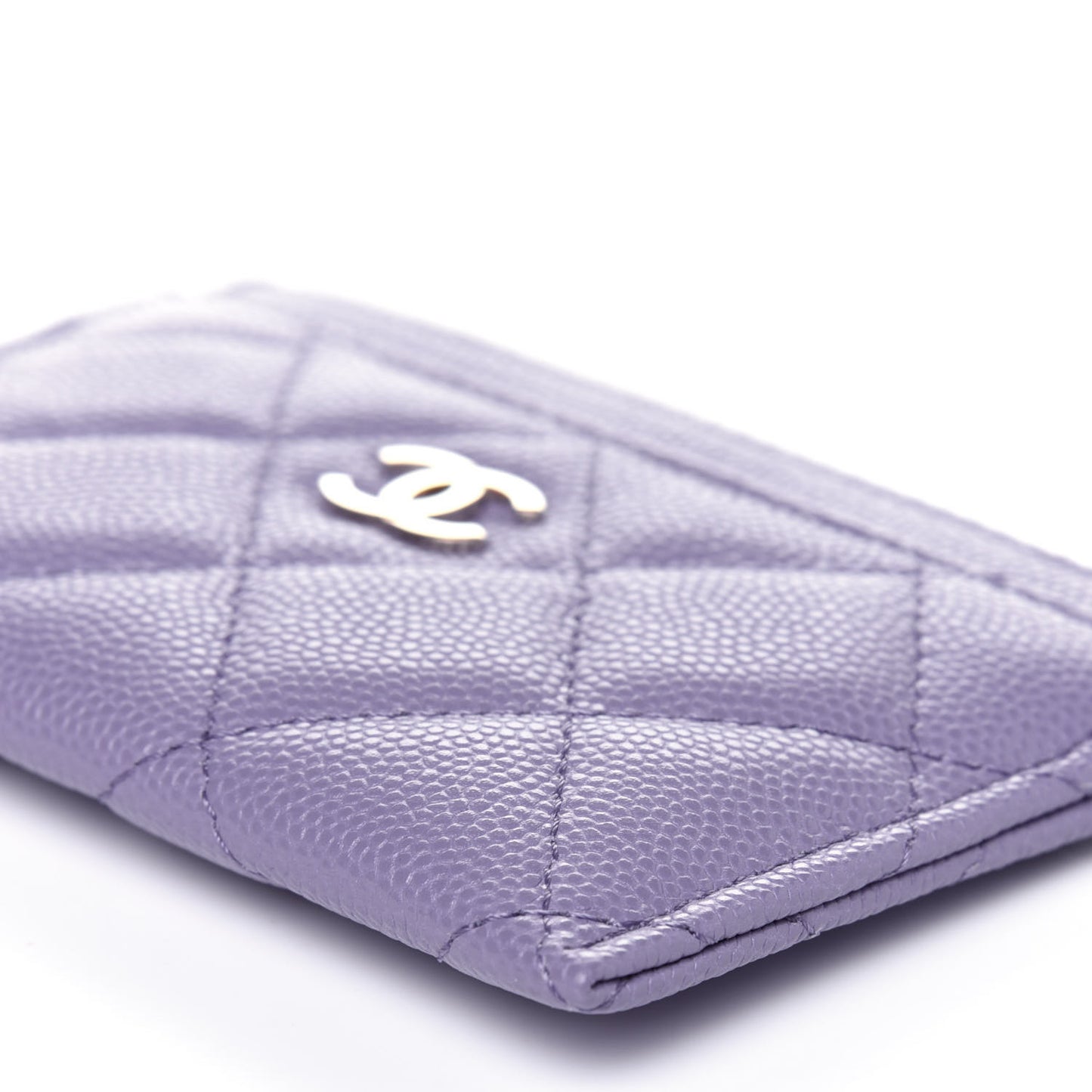 Caviar Quilted Card Holder Purple