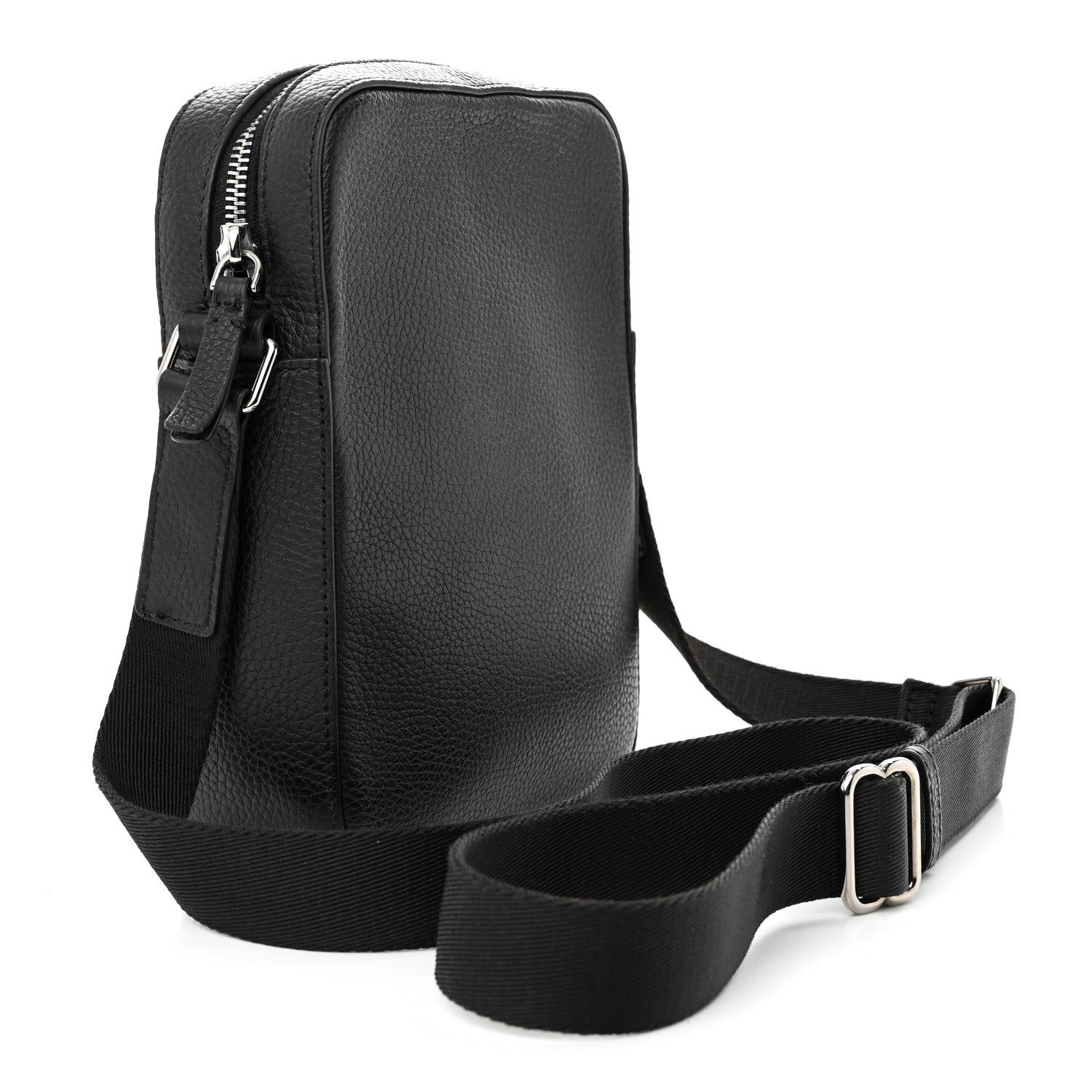 Burberry Pebbled Calfskin Logo Embossed Thornton Messenger Bag Black 3 of 15