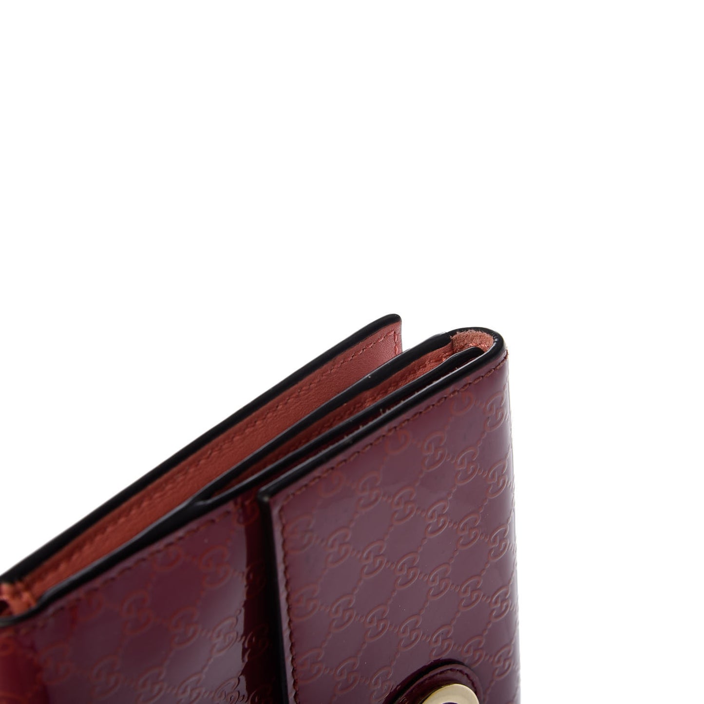 Patent Microguccissima Lovely Heart French Flap Wallet Red