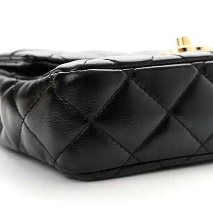 Chanel Shiny Lambskin Quilted Golden Links Top Handle Flap Black 9 of 11
