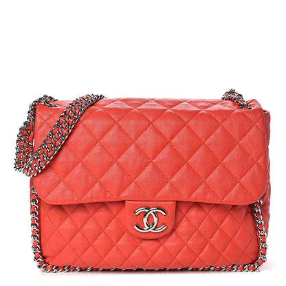 Chanel Washed Lambskin Quilted Maxi Chain Around Flap Red 1 of 12
