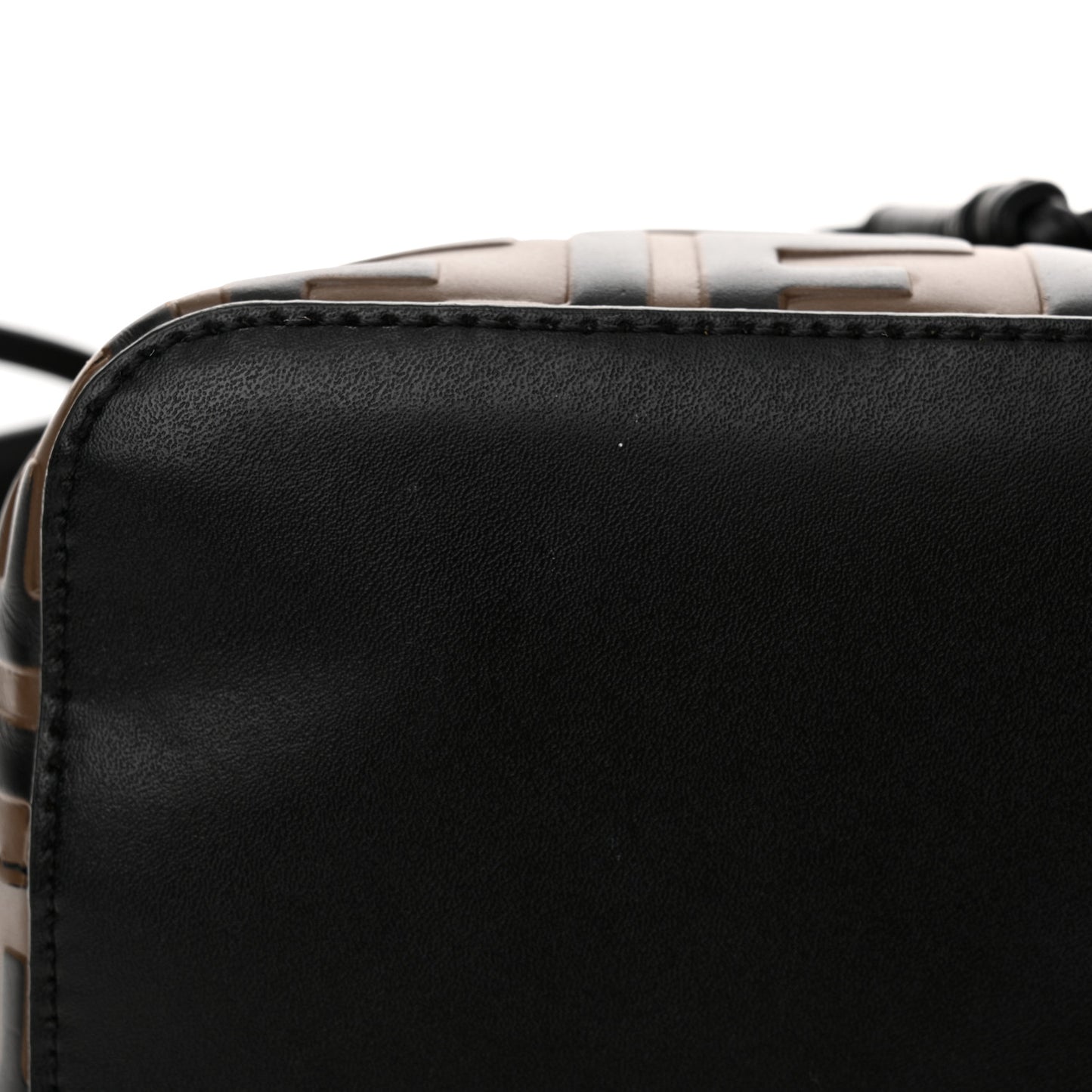 Vitello Liberty F is Fendi Bi-Color FF 1974 Embossed Mini Mon Tresor Bucket Bag Maya Black