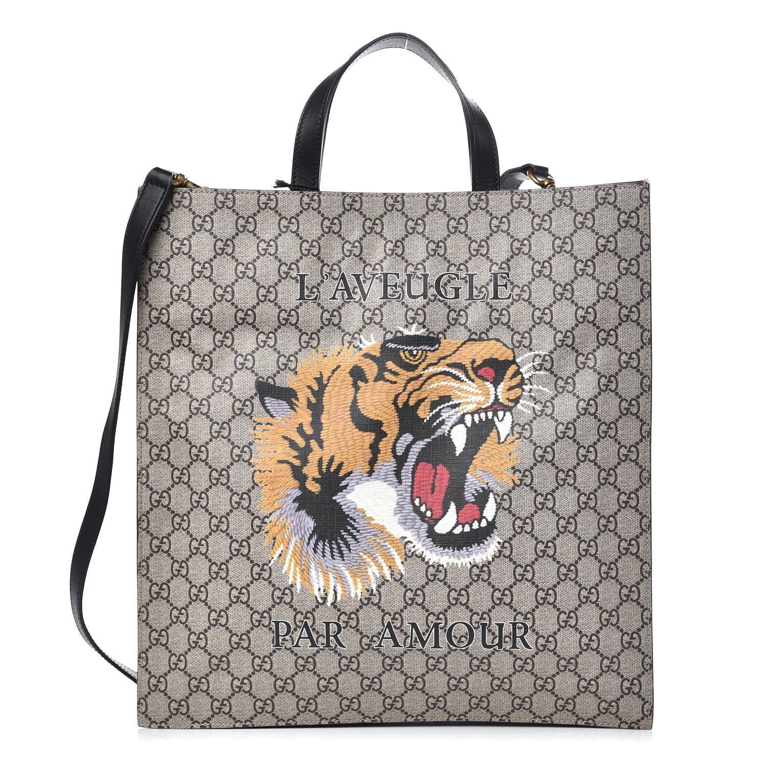 Gucci GG Supreme Monogram L'Aveugle Par Amour Print Vertical Tote Black 1 of 8