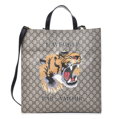 Gucci GG Supreme Monogram L'Aveugle Par Amour Print Vertical Tote Black 1 of 8
