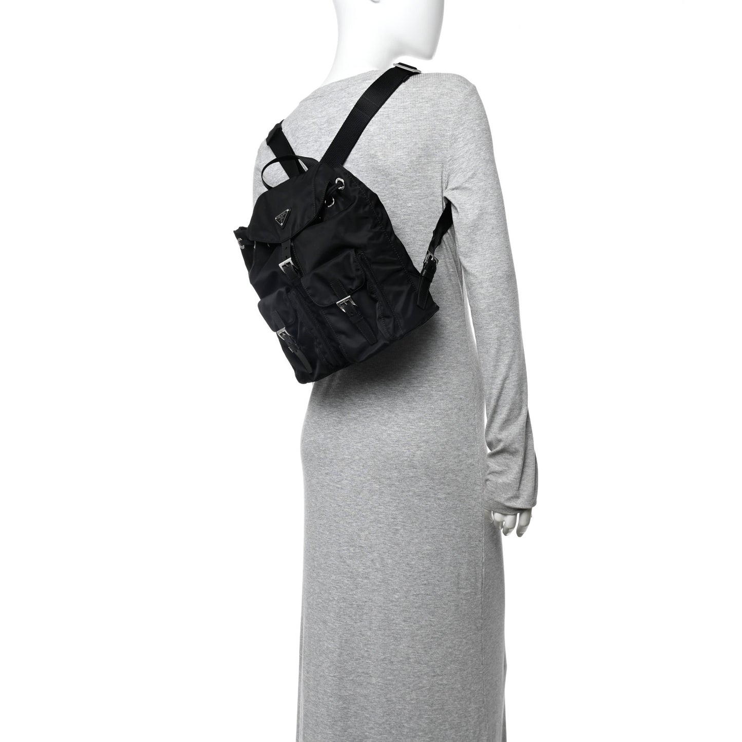 Tessuto Nylon Saffiano Small Backpack Black