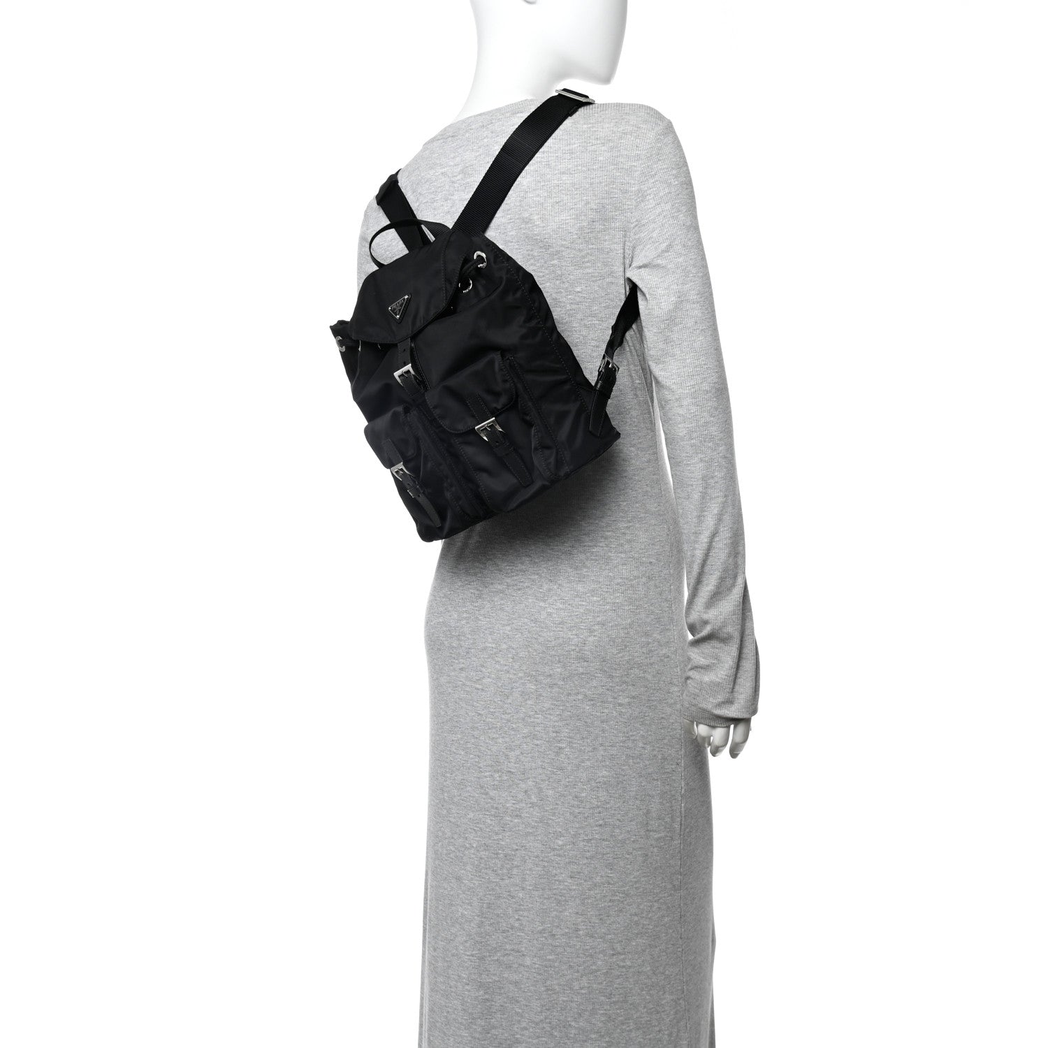 Prada Tessuto Nylon Saffiano Small Backpack Black 2 of 10