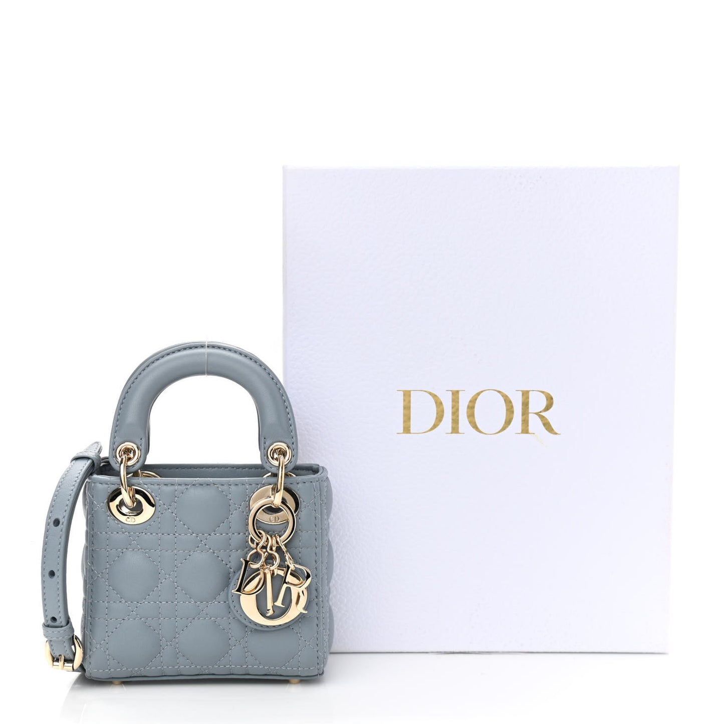 Lambskin Cannage Micro Lady Dior Cloud Blue