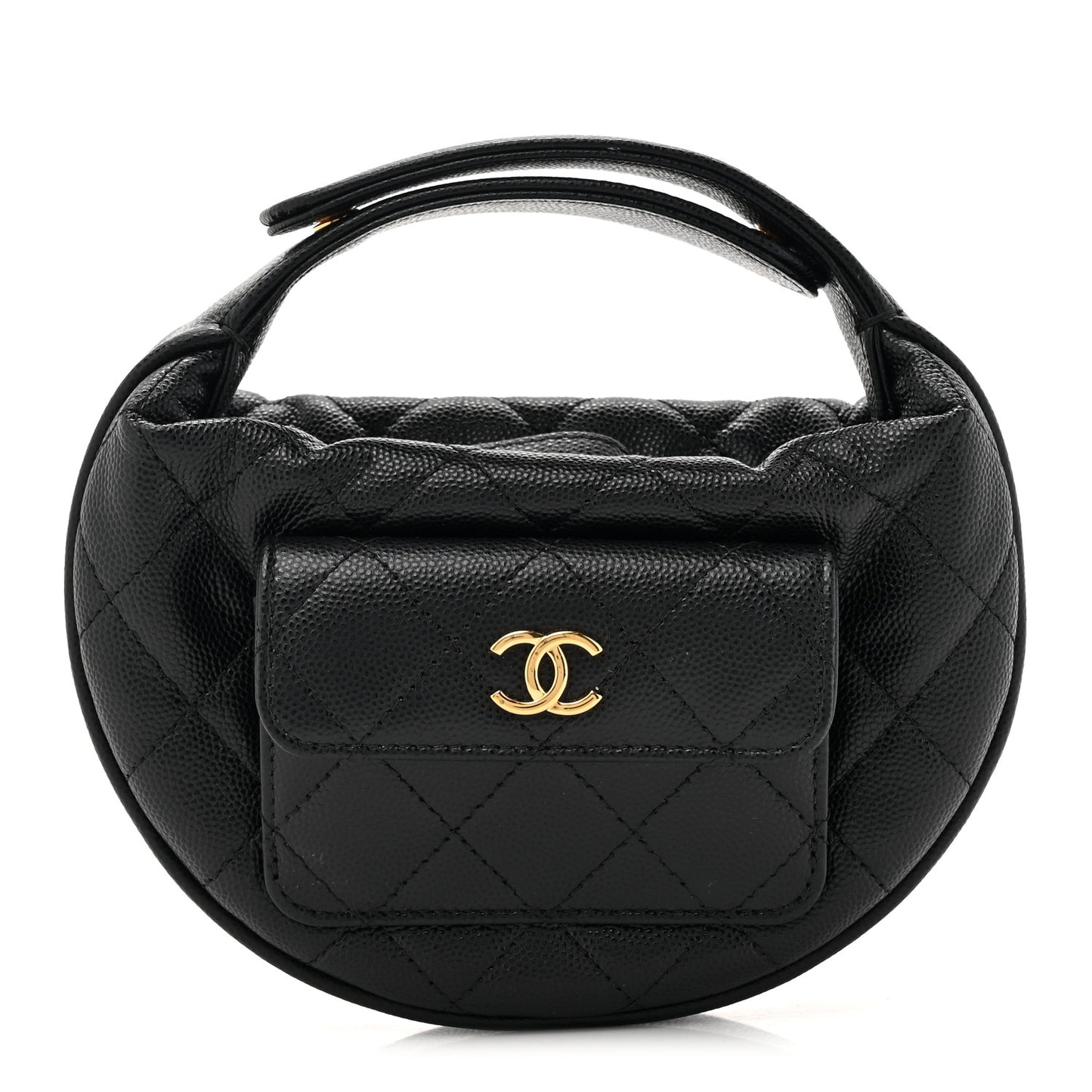 Caviar Quilted Polly Pocket Pouch Hobo Black
