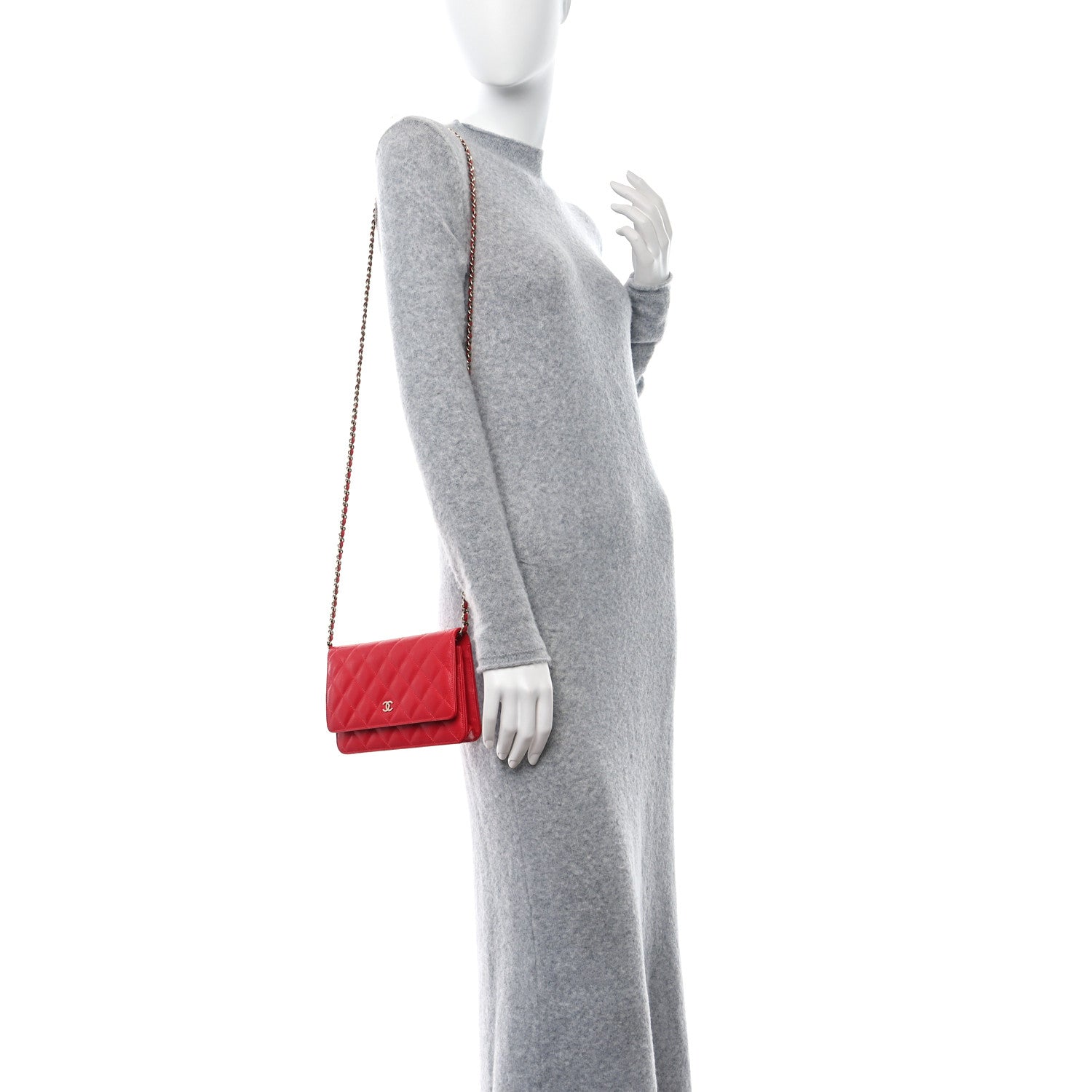 Chanel Caviar Quilted Wallet On Chain WOC Red 2 of 10