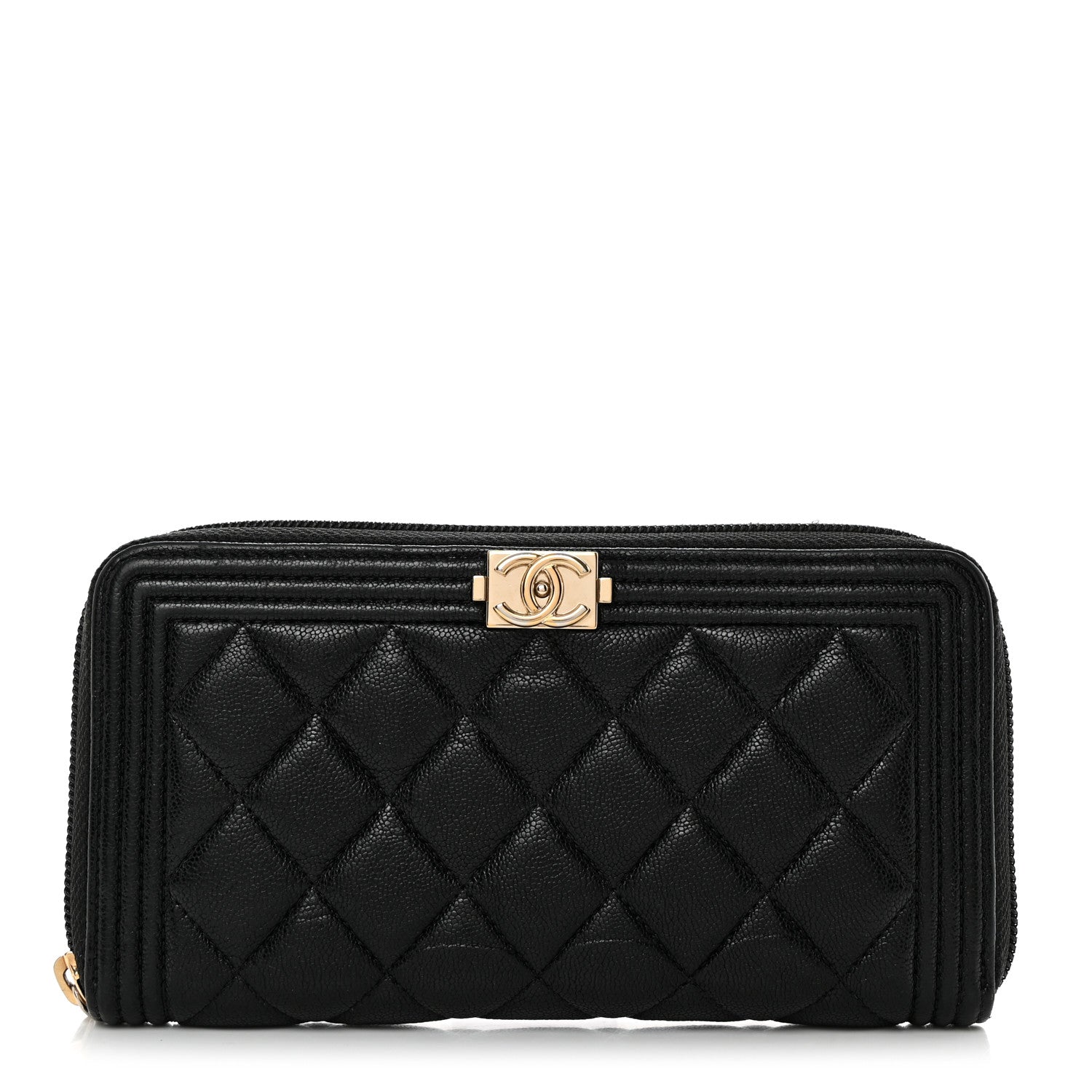 Chanel Caviar Quilted Boy Long Zip Around Wallet Black 1 of 8