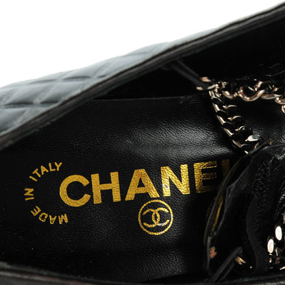 Chanel Lambskin Patent Quilted Cap Toe Pearl Ballerina Flats 38.5 Black 8 of 8