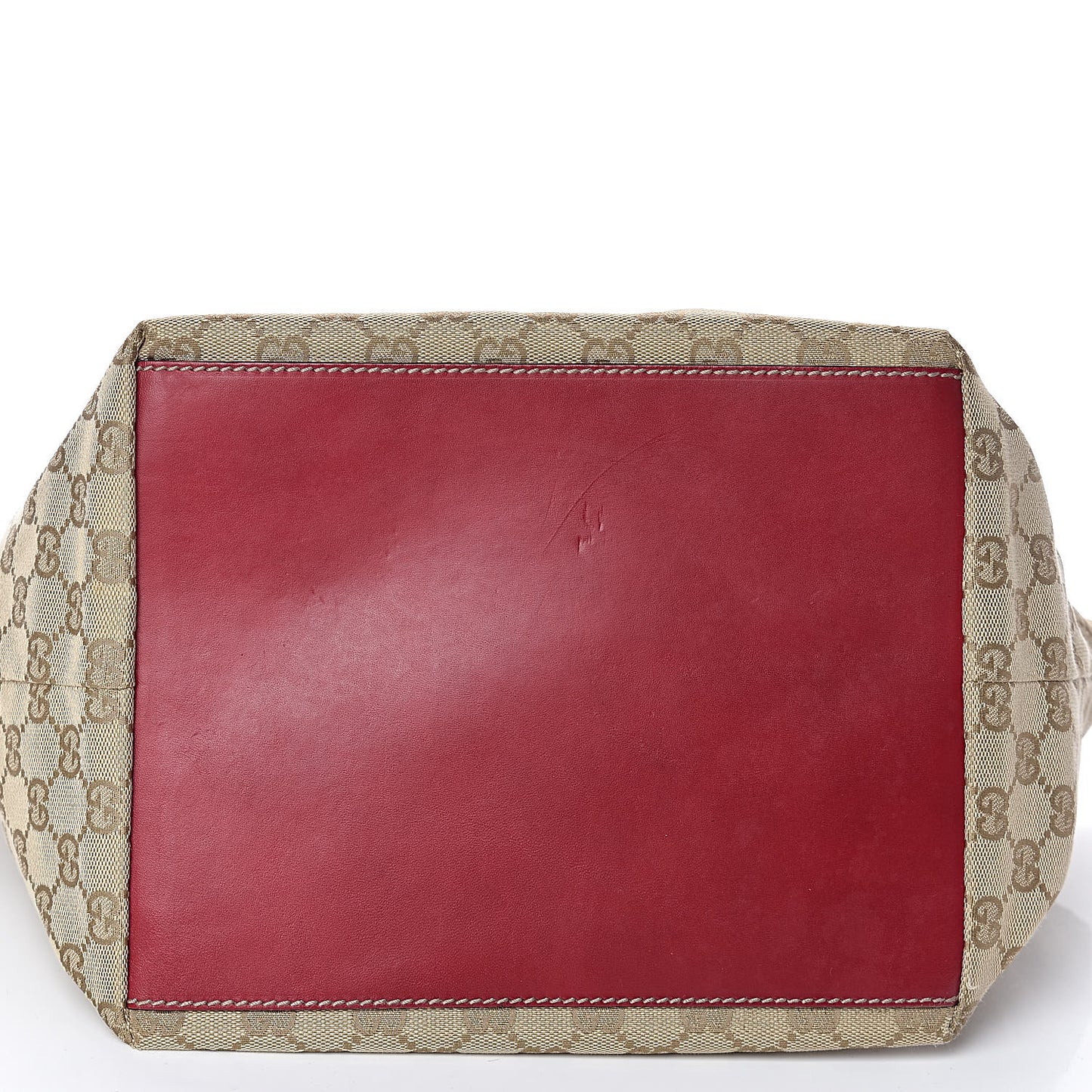 GG Monogram Medium Web Handle Bucket Tote Red White