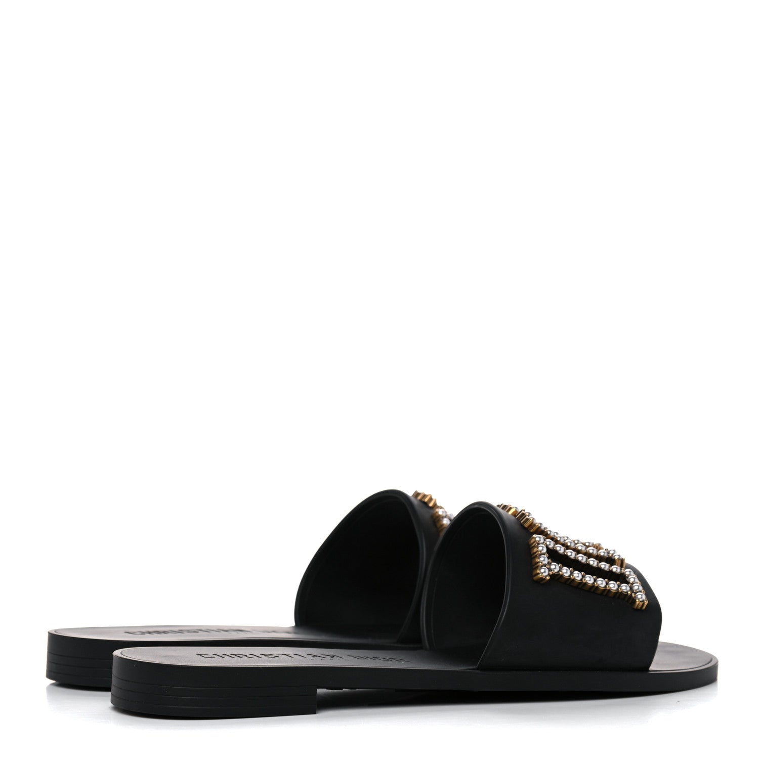 Christian Dior Matte Calfskin Pearl Dio(r)evolution Slide Sandals 39 Black 4 of 6