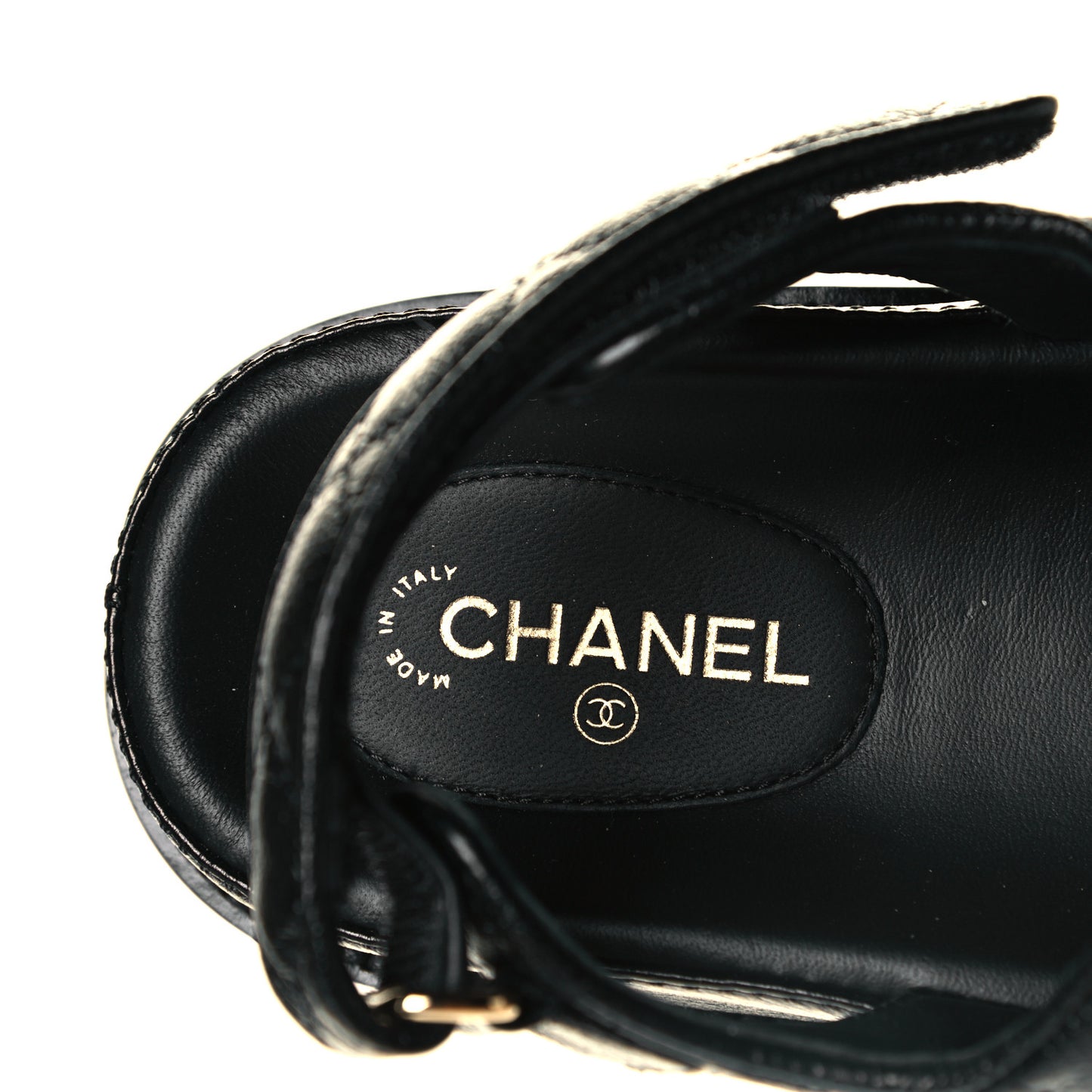 Grained Calfskin Velcro Dad Sandals 39 Black