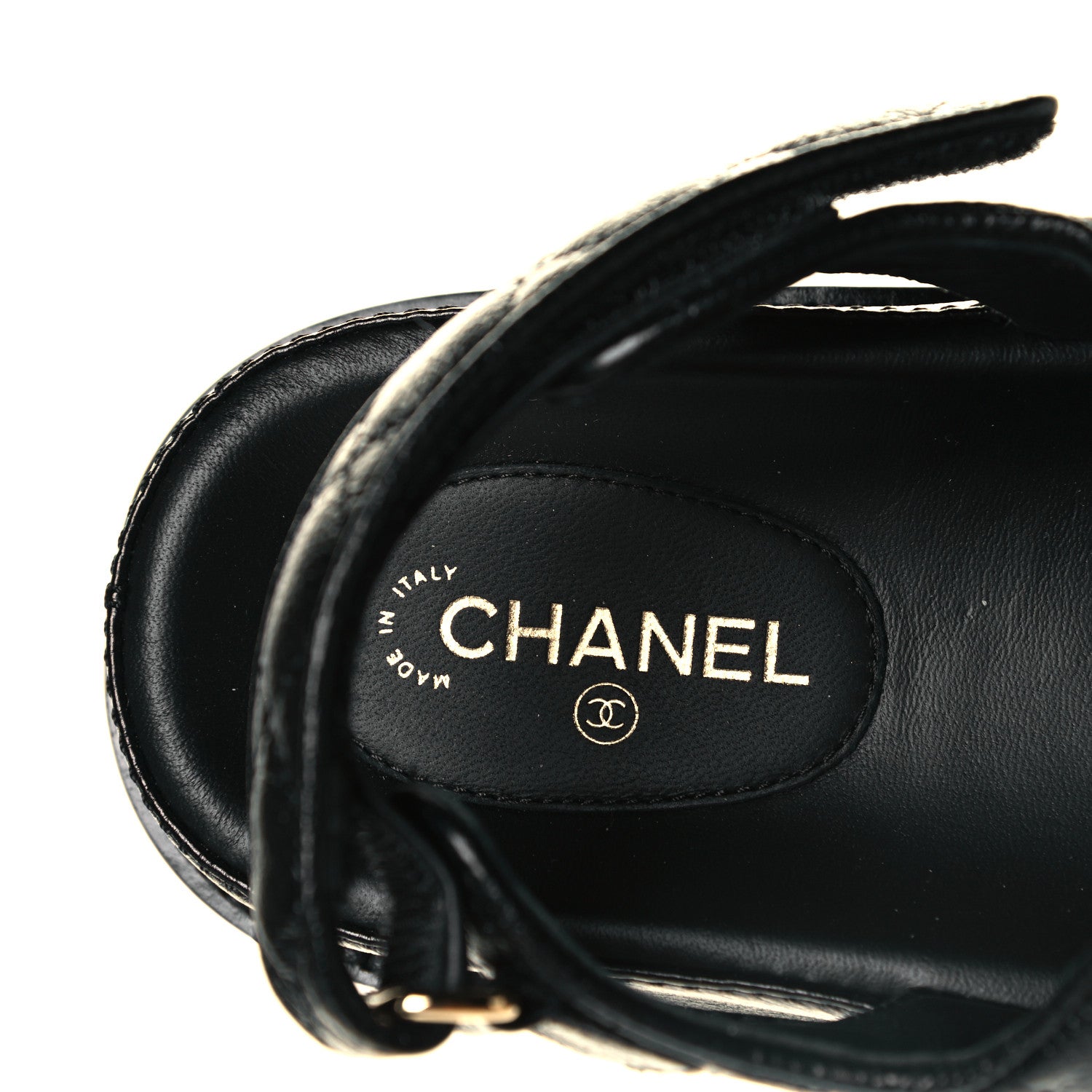 Chanel Grained Calfskin Velcro Dad Sandals 39 Black 8 of 9