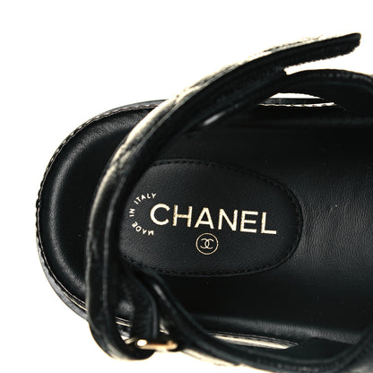Chanel Grained Calfskin Velcro Dad Sandals 39 Black 8 of 9