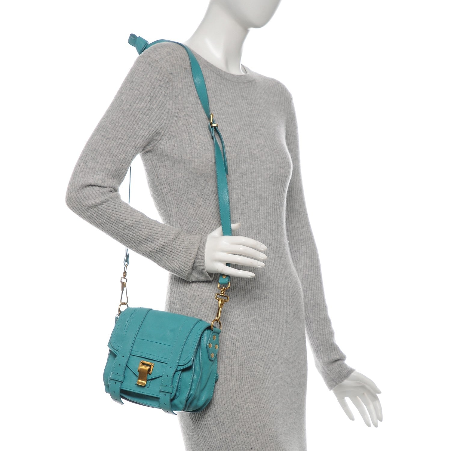 Proenza Schouler Lambskin PS1 Mini Pouch Messenger Bag Lagoon 2 of 6