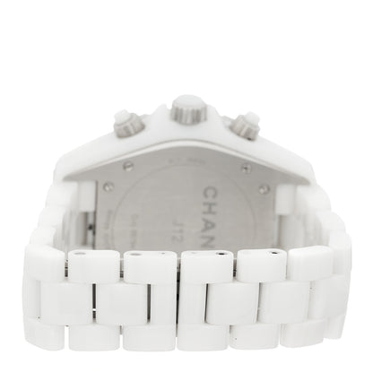 Chanel Stainless Steel Ceramic Diamond 41mm J12 Chronograph Automatic Watch White 3 of 5