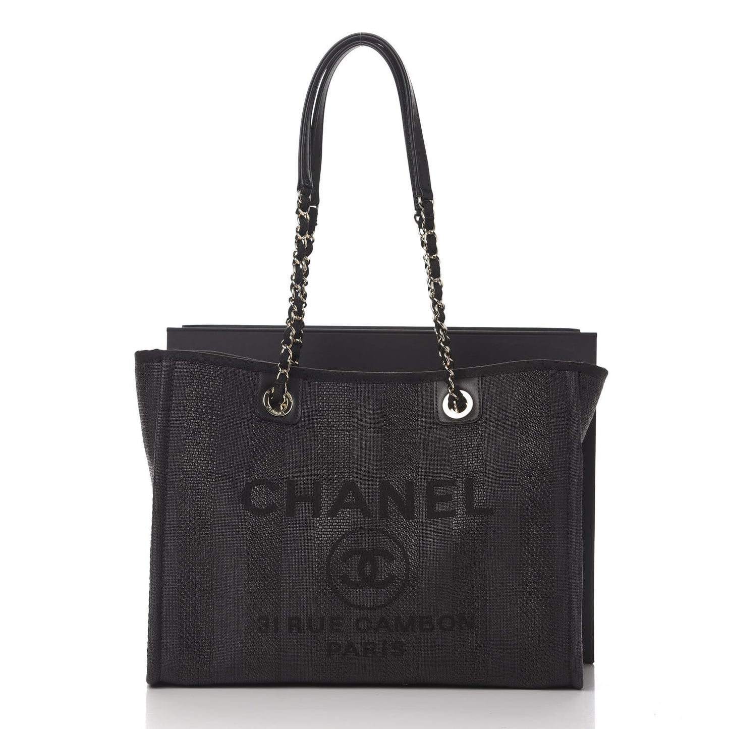 Mixed Fibers Striped Small Deauville Tote Black