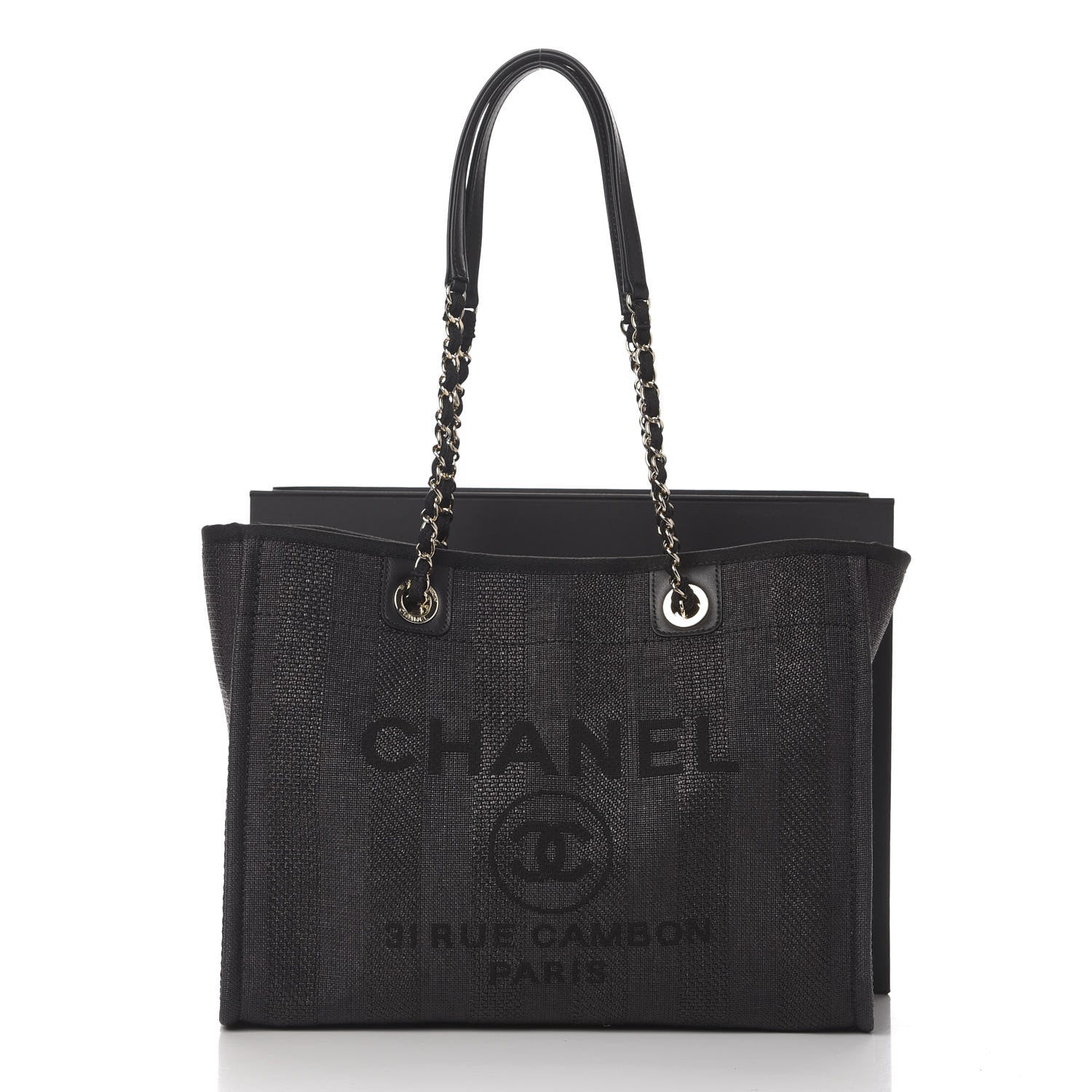 Chanel Mixed Fibers Striped Small Deauville Tote Black 11 of 11