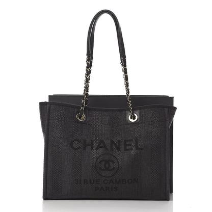 Chanel Mixed Fibers Striped Small Deauville Tote Black 11 of 11
