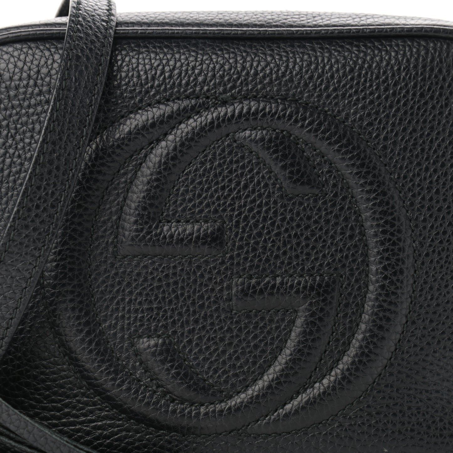 Pebbled Calfskin Small Soho Disco Bag Black