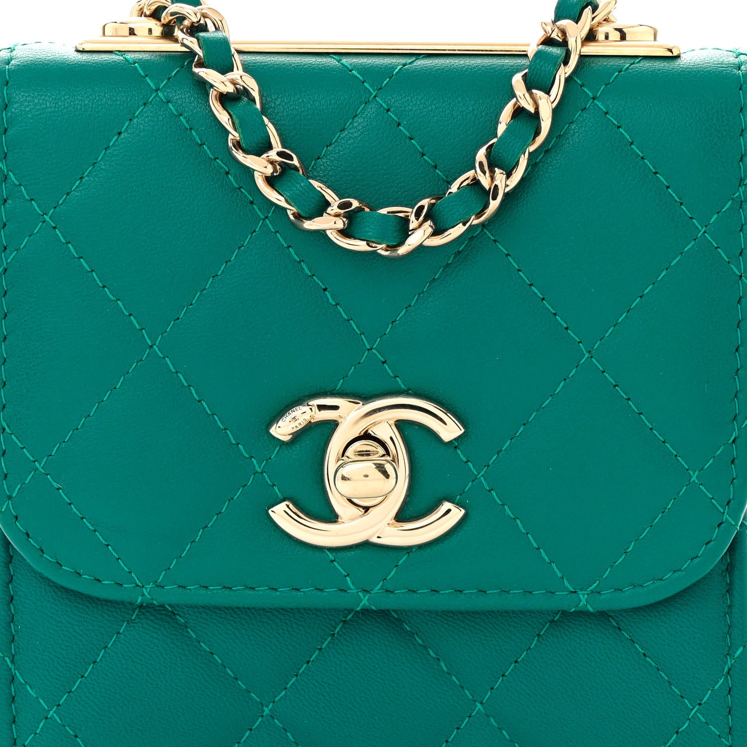 Chanel Lambskin Quilted Mini Trendy CC Clutch With Chain Green 8 of 10