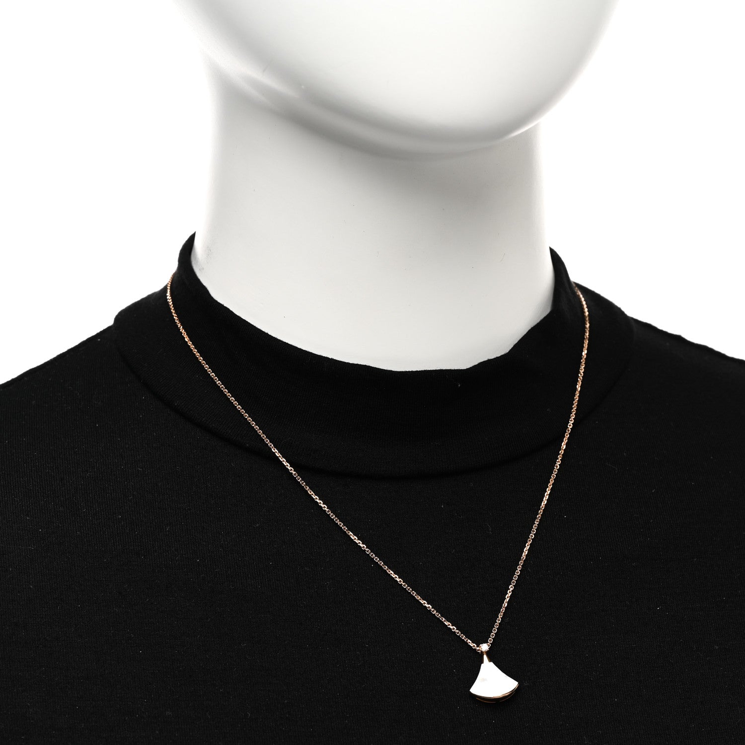 Bulgari 18K Rose Gold Diamond Mother of Pearl Small Divas' Dream Pendant Necklace 2 of 5